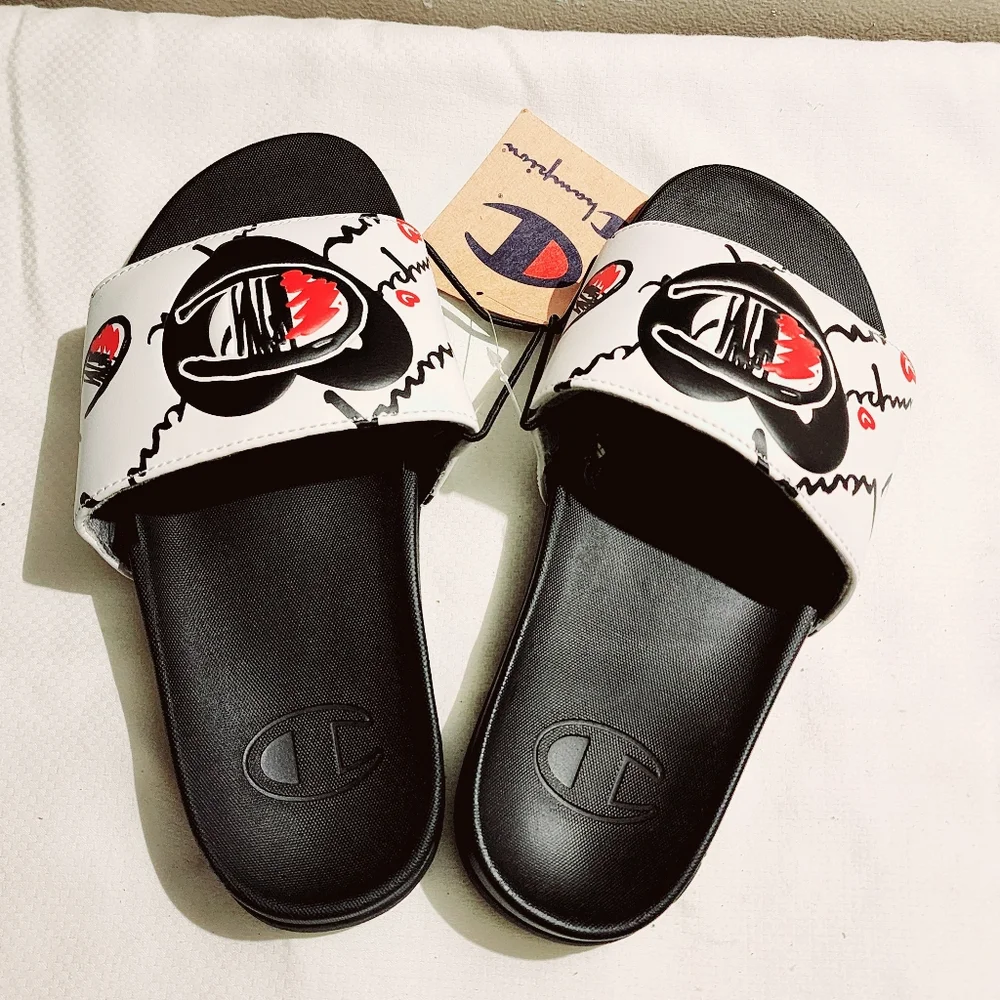 Champion IPO Love Squish Heart Slide Comfort Beach Slip-On Sz.8 - Picture 2 of 5